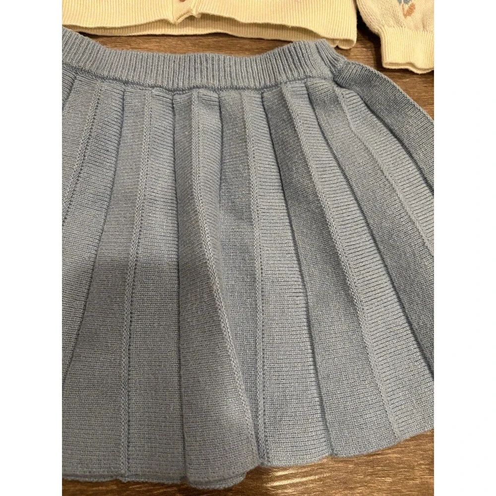 Haute Hippie Girls Size 4 Sweater‎ & Skirt Set Blue Floral